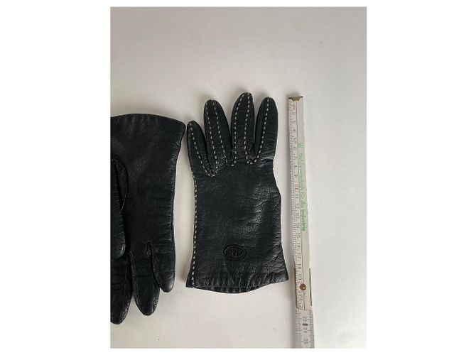 Vintage Fendi Lederhandschuhe Schwarz - Ansicht 2