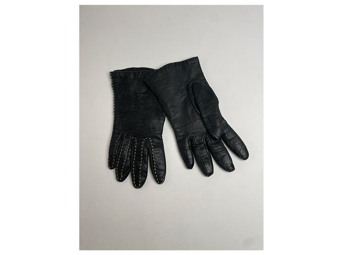Vintage Fendi Lederhandschuhe Schwarz - Ansicht 4