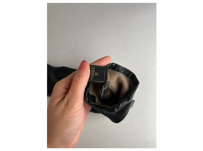 Vintage Fendi Lederhandschuhe Schwarz - Ansicht 5