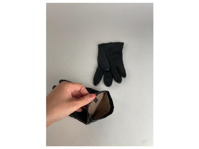 Vintage Fendi Lederhandschuhe Schwarz - Ansicht 6