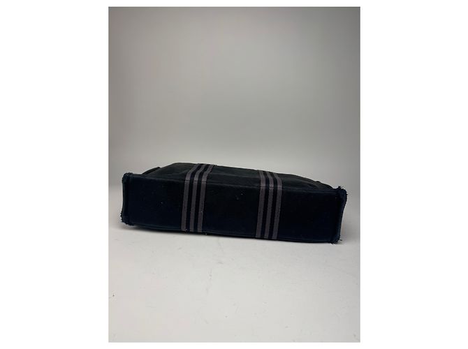 Vintage Hermès Canvas Tote Bag schwarz grau - Ansicht 13
