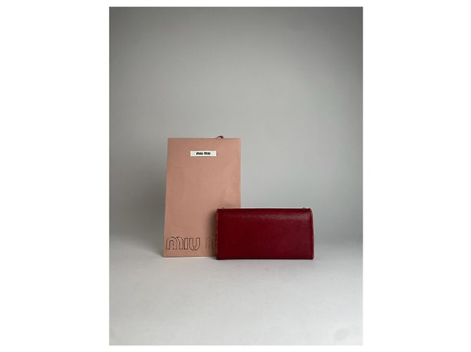 Vintage Miu Miu Studded Leather Wallet Red - view 2