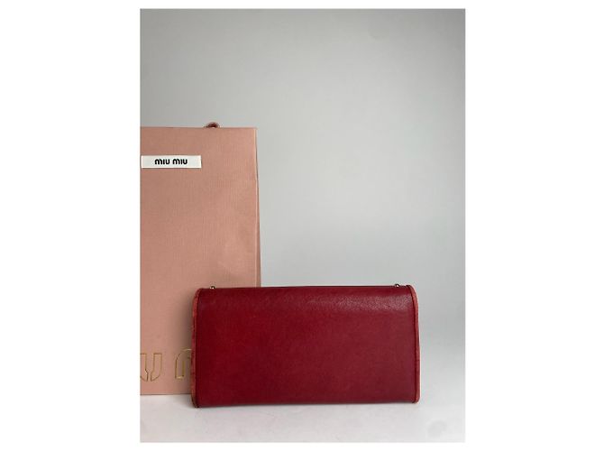 Vintage Miu Miu Studded Leather Wallet Red - view 5