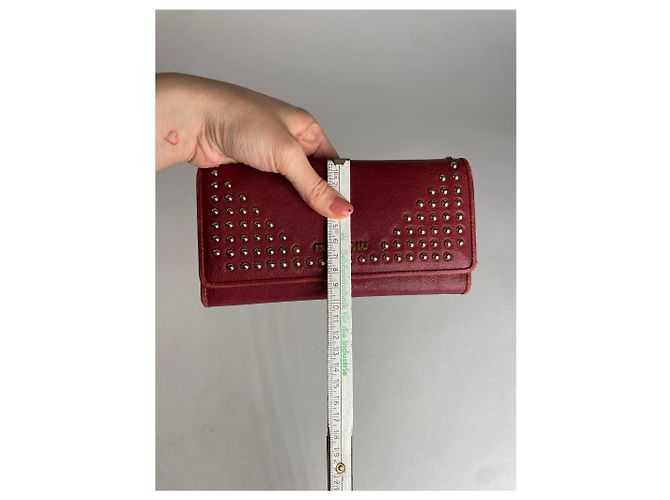 Vintage Miu Miu Studded Leather Wallet Red - view 6