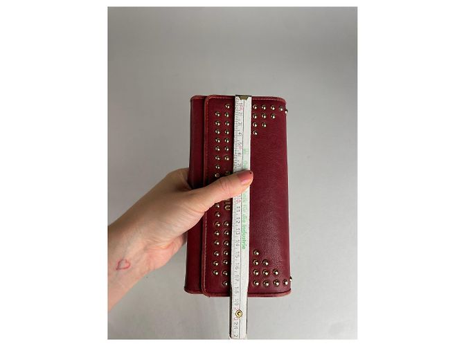 Vintage Miu Miu Studded Leather Wallet Red - view 7