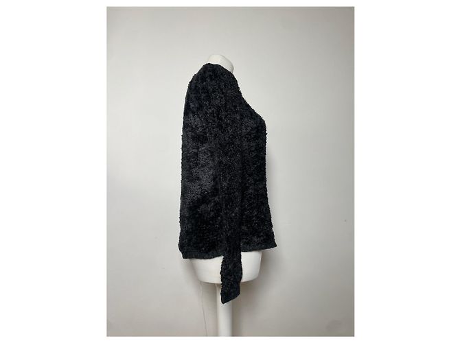 Dior Giacca con zip in pelliccia finta vintage nera M Nero - vista 4