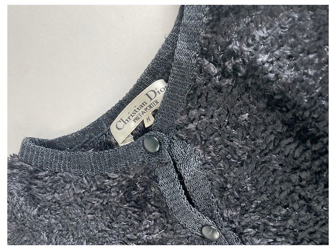 Dior Giacca con zip in pelliccia finta vintage nera M Nero - vista 7