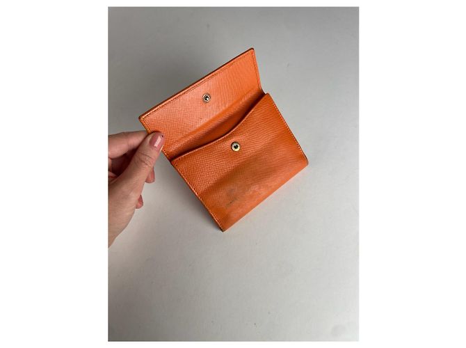 Saffiano Vintage Prada Triangle Leather Wallet Orange - view 5