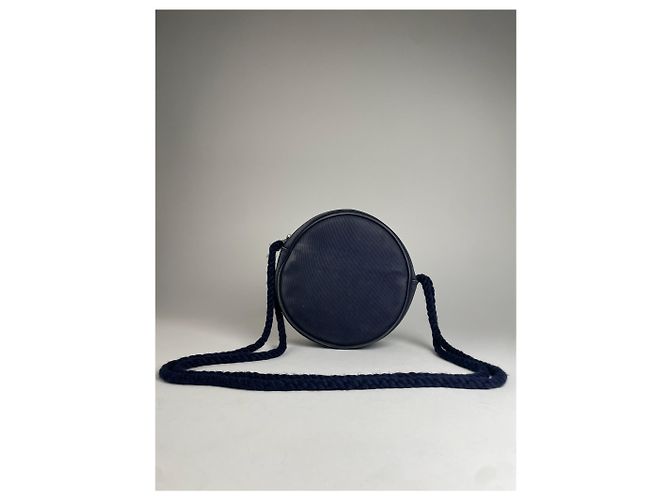 Vintage Courreges Paris Canvas Umhängetasche in Navy und Weiß - Ansicht 2