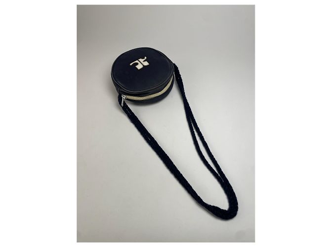 Vintage Courreges Paris Canvas Umhängetasche in Navy und Weiß - Ansicht 5