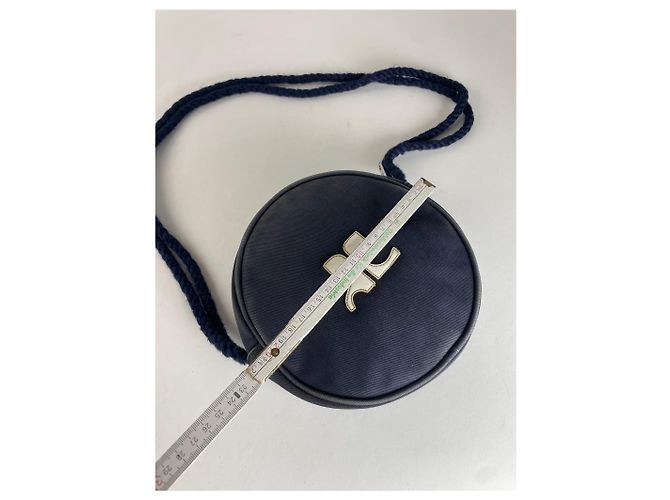 Vintage Courreges Paris Canvas Umhängetasche in Navy und Weiß - Ansicht 8