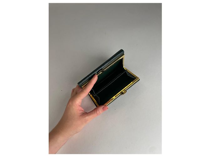 Vintage Givenchy Snake Emblossed Leather Wallet Green - view 3