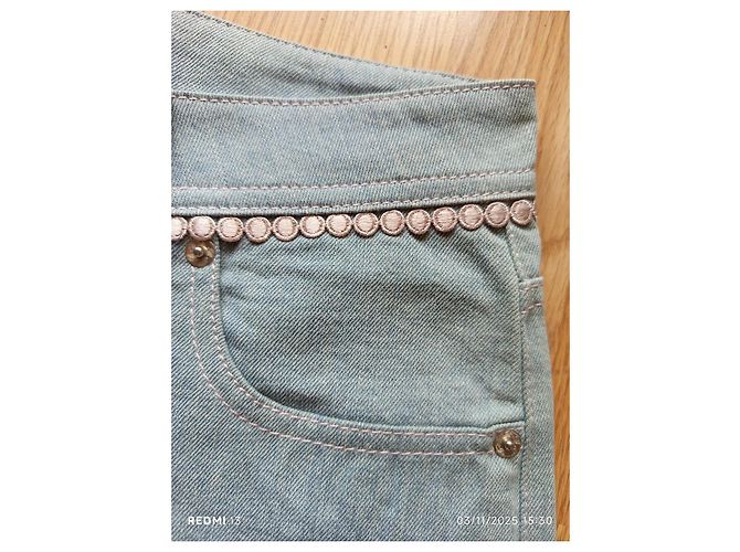 Pantaloncini in denim blu chiaro Blumarine con ricamo - vista 4