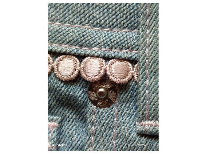 Pantaloncini in denim blu chiaro Blumarine con ricamo - vista 6