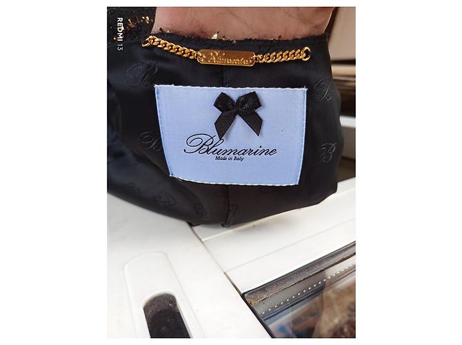 Giacca Blumarine in Tweed Nero e Oro con Paillettes Multicolore - vista 9