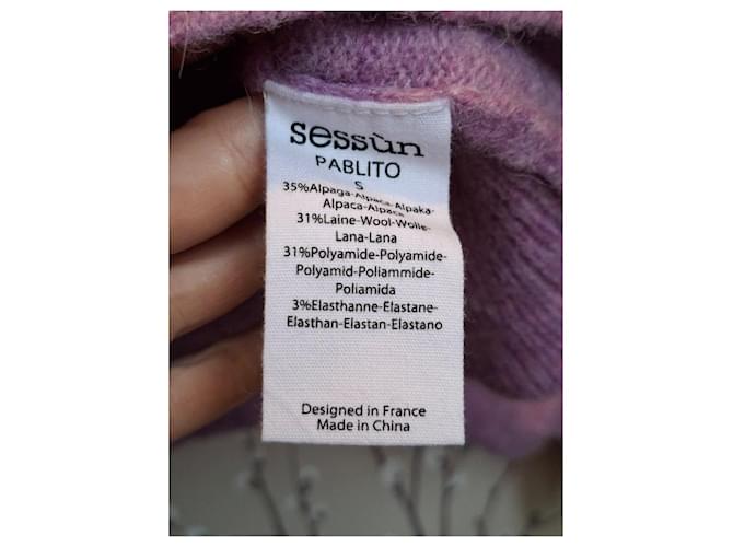 Sessun Pull Sessùn Pablito aus Wolle und Alpaka Lila - Ansicht 4
