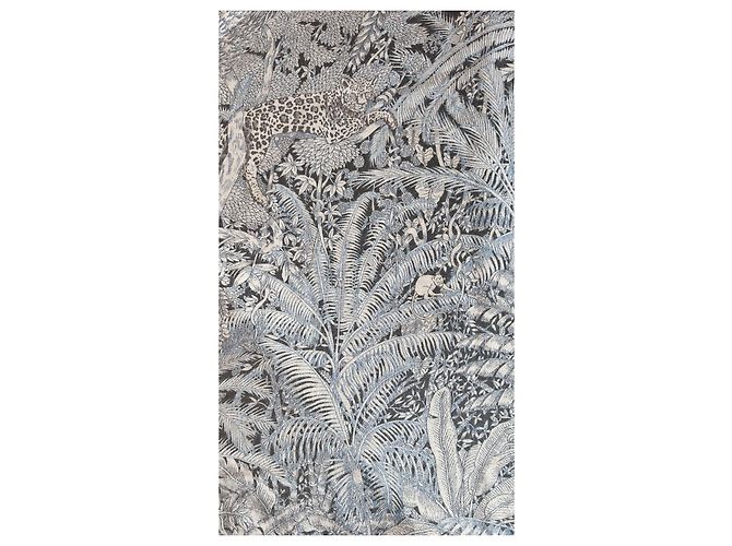 Sciarpa Hermès 'Faubourg Tropical' in cashmere Bianco Blu Beige - vista 7