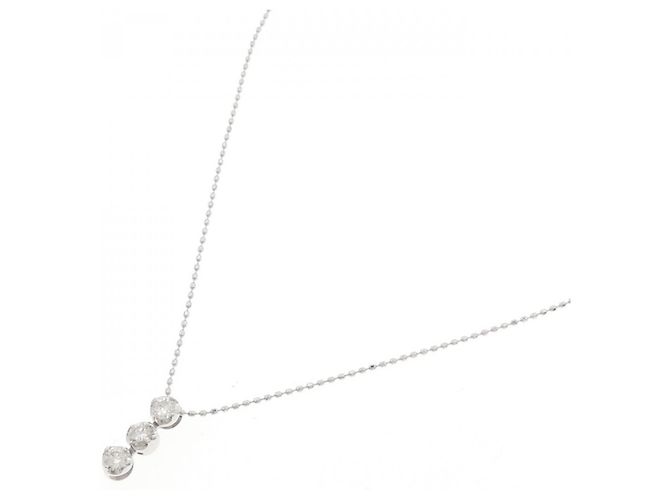 Autre Marque Collana con diamanti a tre pietre in oro bianco Au750 Argento - vista 2
