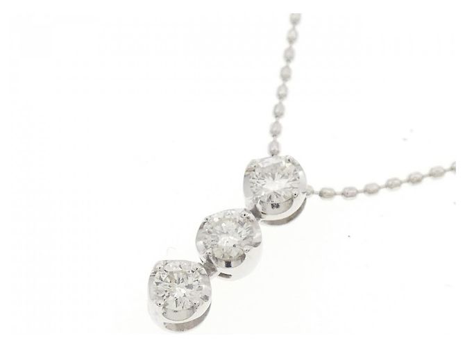 Autre Marque Collana con diamanti a tre pietre in oro bianco Au750 Argento - vista 3