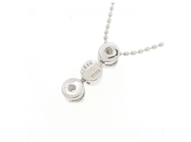 Autre Marque Collana con diamanti a tre pietre in oro bianco Au750 Argento - vista 4