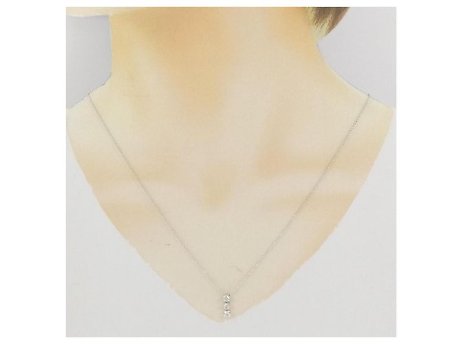 Autre Marque Collana con diamanti a tre pietre in oro bianco Au750 Argento - vista 6