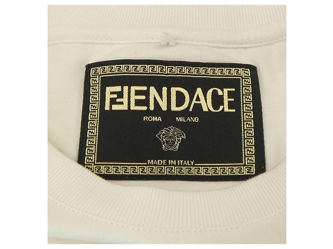 Autre Marque Camiseta de algodón Fendace de Versace Beige Dorado - vista 5