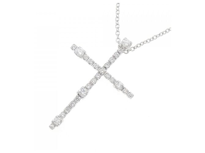 Autre Marque Damiani SIMBOLI 750 Weißgold-Diamant-Halskette Silber - Ansicht 3