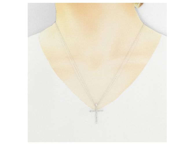 Autre Marque Damiani SIMBOLI 750 Weißgold-Diamant-Halskette Silber - Ansicht 6
