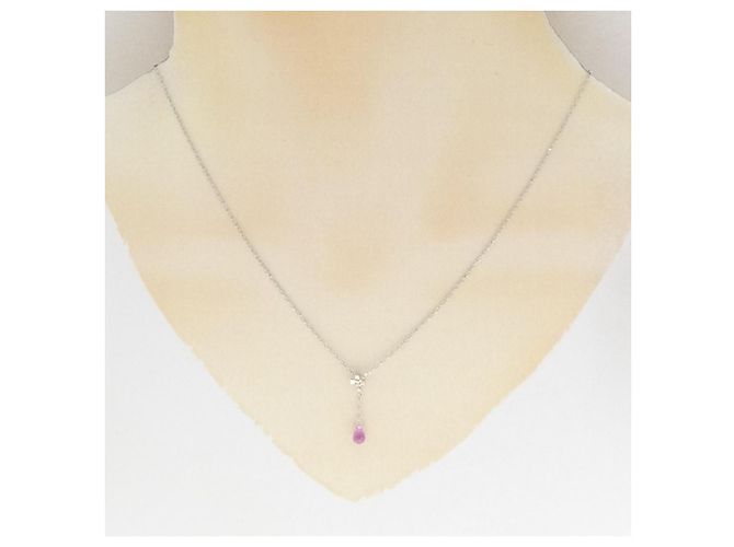 Autre Marque Au750 Saphir-Diamant-Halskette Silber - Ansicht 6