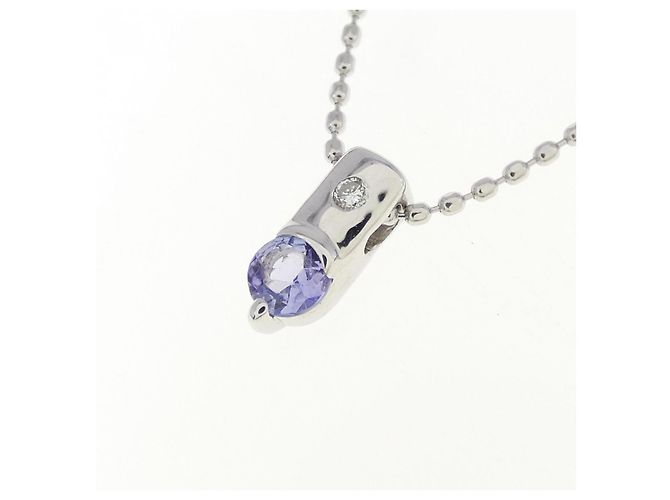 Autre Marque Collana in oro bianco Au750, tanzanite e diamante Argento - vista 3
