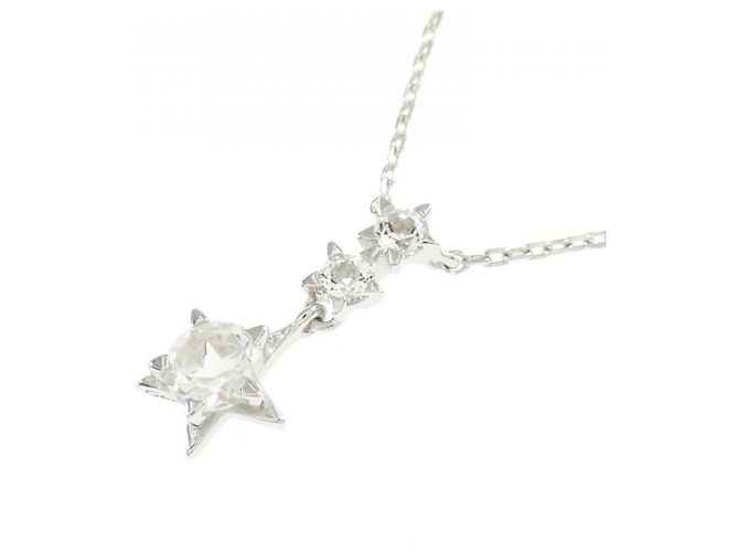 Autre Marque Colar Star Jewelry em Ouro Branco K10 com Pedra da Lua e Topázio Branco Prata - vista 3