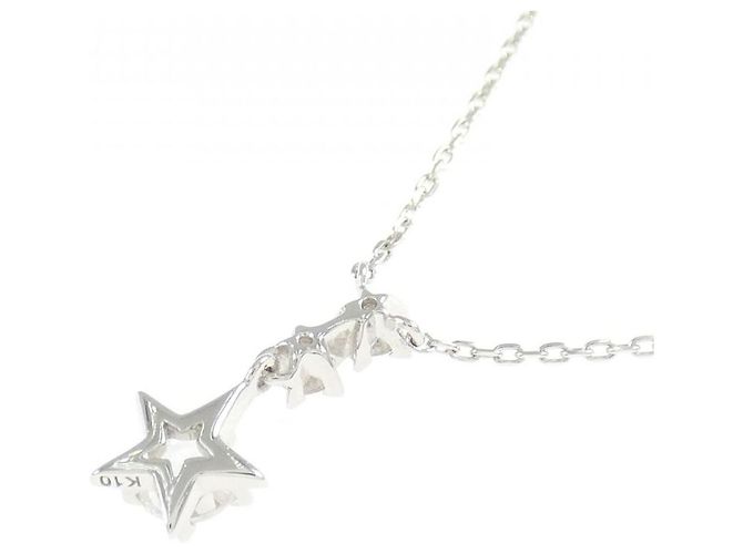 Autre Marque Colar Star Jewelry em Ouro Branco K10 com Pedra da Lua e Topázio Branco Prata - vista 4