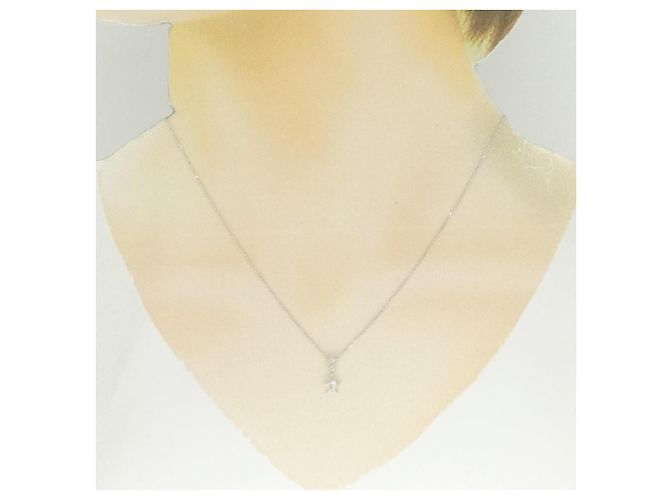 Autre Marque Colar Star Jewelry em Ouro Branco K10 com Pedra da Lua e Topázio Branco Prata - vista 6