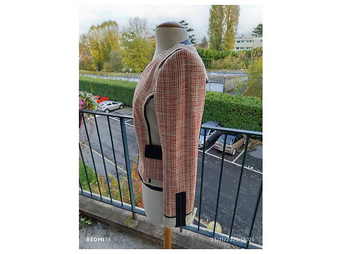 Giacca Barbara Bui in cotone lino e pelle Taglia 40 Multicolore - vista 6