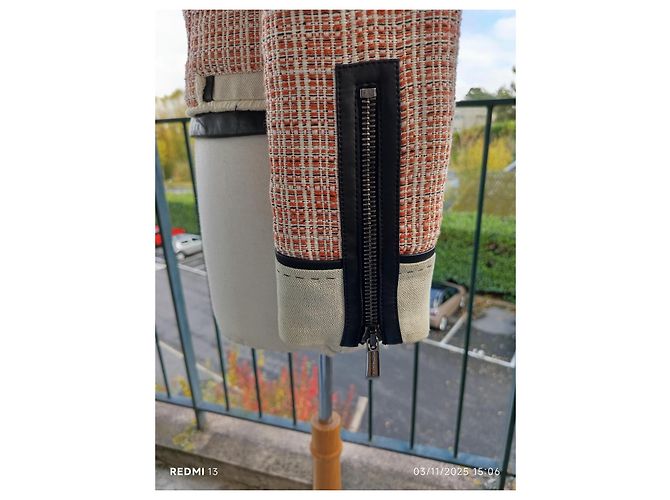 Giacca Barbara Bui in cotone lino e pelle Taglia 40 Multicolore - vista 7