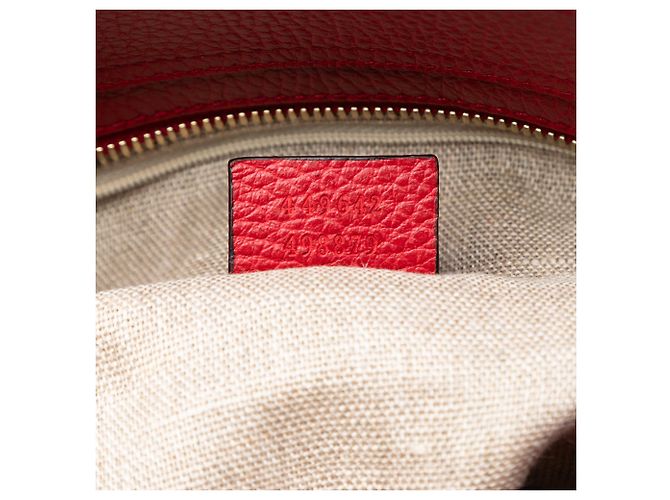 Bamboo Bolsa de couro vermelho Gucci com tassel de bambu - vista 5