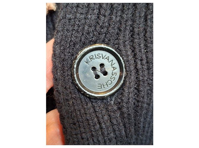 Cárdigan negro Kris Van Assche en lana y algodón Azul marino - vista 3