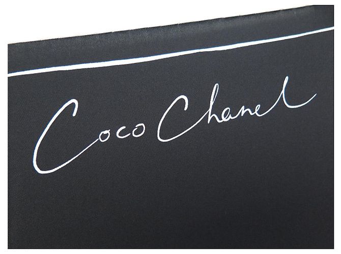 NUOVO FULARD CHANEL COCO LOGO CC 90 IN SETA NERA Nero - vista 6