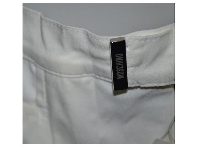 Calças brancas elásticas Moschino em viscose Branco - vista 2