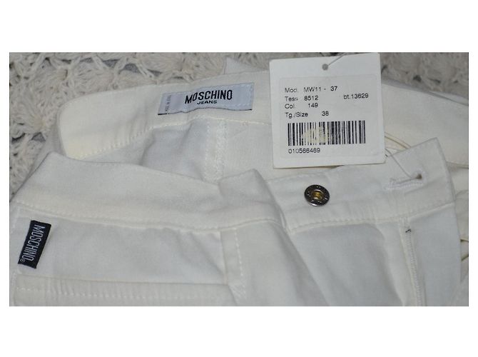 Calças brancas elásticas Moschino em viscose Branco - vista 4