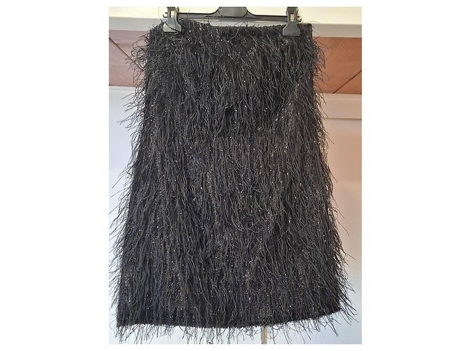 Autre Marque Abito bustier con piume e paillettes Nero - vista 13