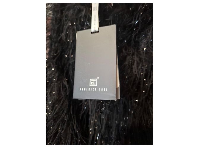 Autre Marque Abito bustier con piume e paillettes Nero - vista 2