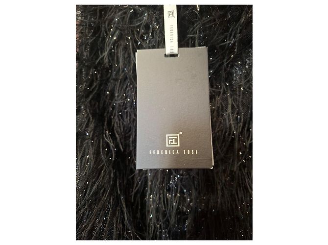 Autre Marque Abito bustier con piume e paillettes Nero - vista 3