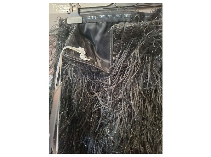 Autre Marque Abito bustier con piume e paillettes Nero - vista 5