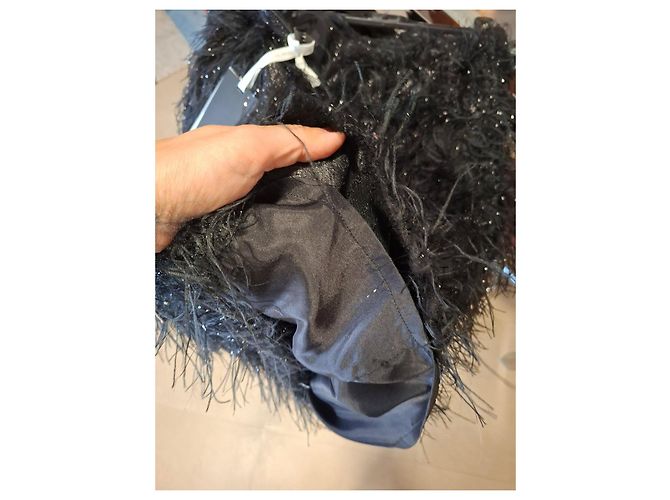 Autre Marque Abito bustier con piume e paillettes Nero - vista 8