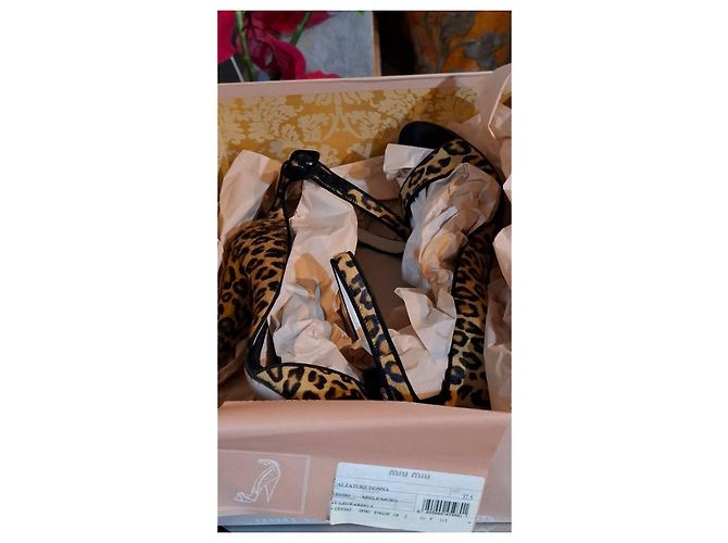 Sandali con tacco Miu Miu leopardati Nero Stampa leopardo - vista 3