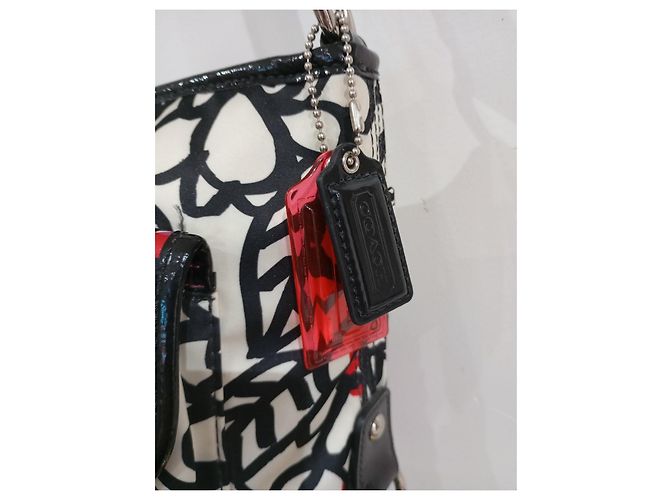 Borsa a spalla Coach con stampa floreale Nero Rosa Bianco Rosso - vista 3