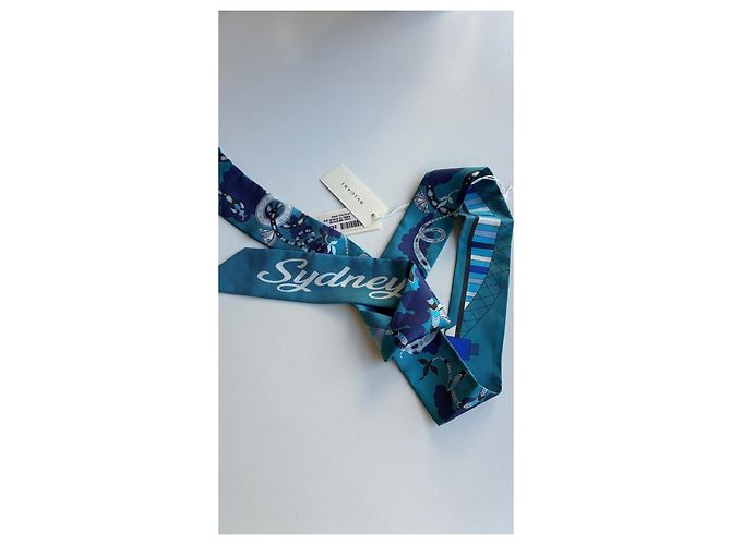 Bulgari Foulard in seta Bvlgari 'Roma a Sydney' Bianco Blu Blu chiaro Blu scuro - vista 10