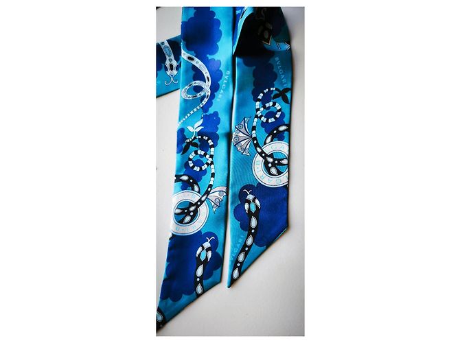 Bulgari Foulard in seta Bvlgari 'Roma a Sydney' Bianco Blu Blu chiaro Blu scuro - vista 11