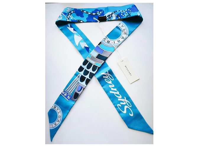 Bulgari Foulard in seta Bvlgari 'Roma a Sydney' Bianco Blu Blu chiaro Blu scuro - vista 2